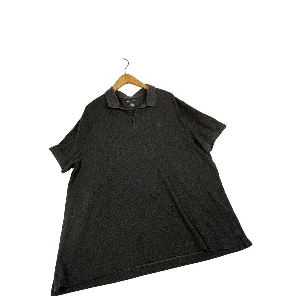 Banana Republic Pique Polo Shirt Men XL Charcoal Gray Organic Cotton ShortSleeve